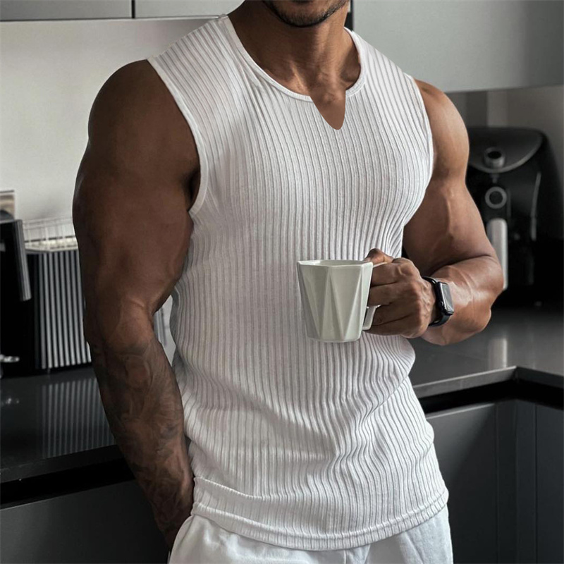 Summer New men V-neck Vest str - Undershirt Crew Neck ulasan dan harga