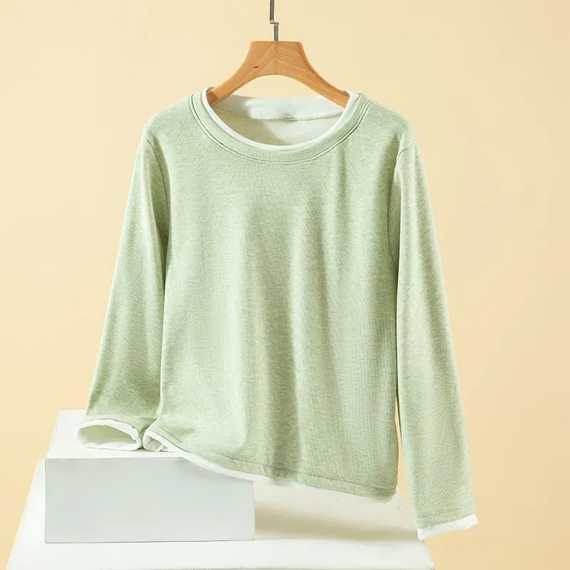 Women Plus Size Fake Two Piece - Undershirt Crew Neck ulasan dan harga