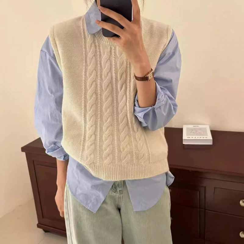 2025 New O-Neck Knitted Vest W - Sleeveless Undershirt ulasan dan harga
