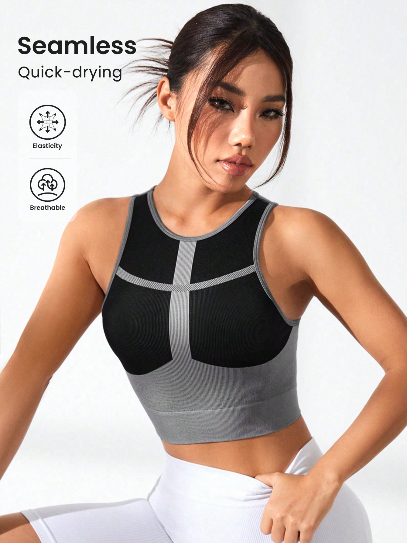 Women Color Block Cross Line R - Tank Top Ribbed ulasan dan harga