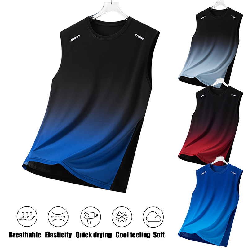 Men Gradient Sports Vest Light - Sleeveless Undershirt ulasan dan harga