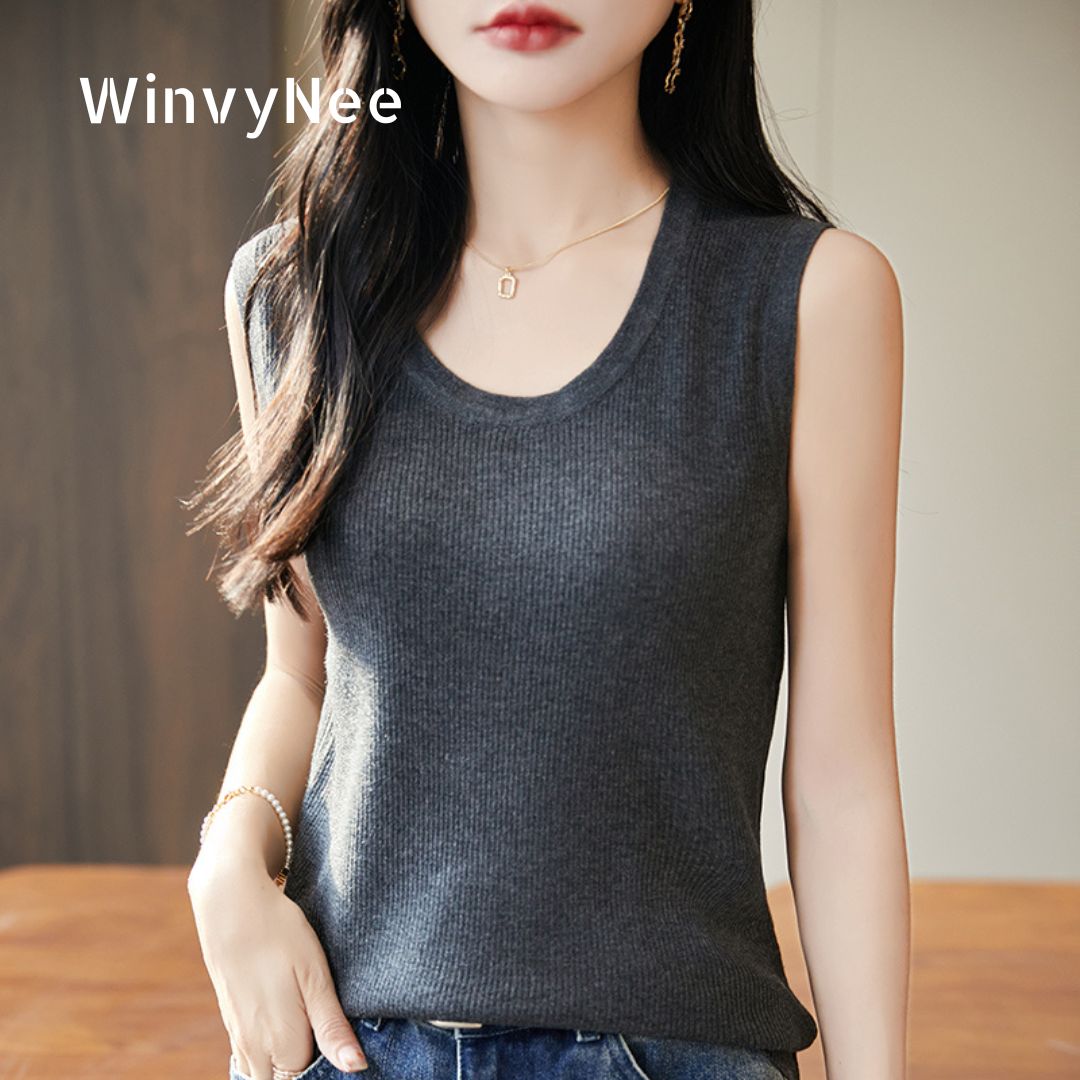 WinvyNee Women Deep Crew Neck  - Tank Top Ribbed ulasan dan harga
